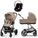 Коляска Cybex Balios S Lux TPE complete Cloud G Moon Black Plus Base G 4 в 1 Almond Beige с дождевиками