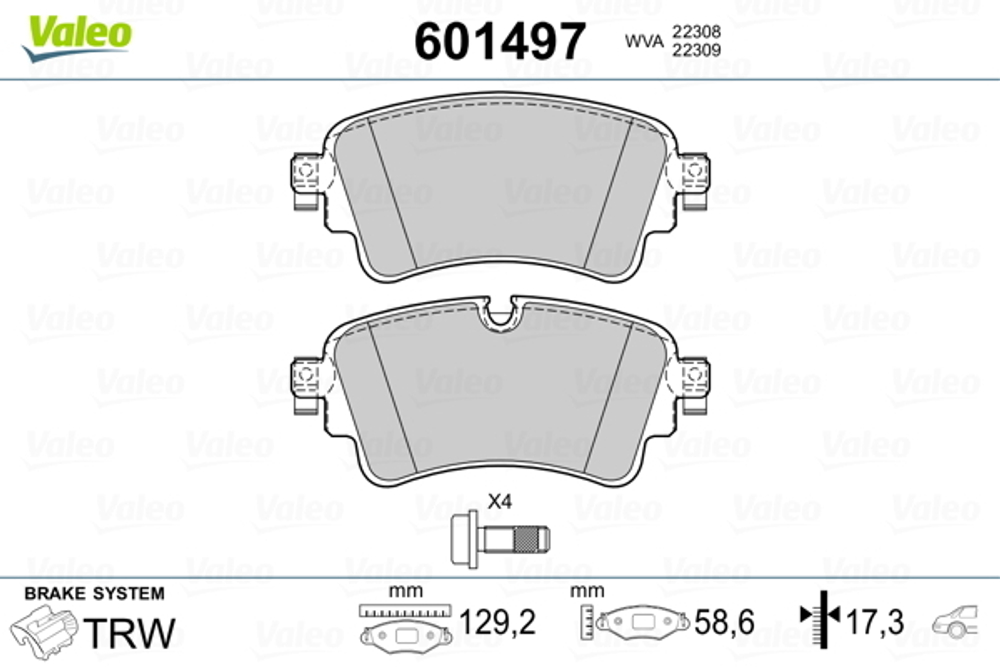 VALEO - 601497-VAL - Brake Pad Set, disc brake