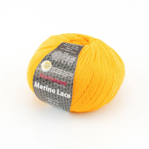 Пряжа Austermann (Аустерманн) Merino Lace EXP / уп.5 мот. по 50 г, 400м, солнечный желтый
