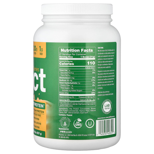 PEScience, Vegan Series, Select Plant Protein™, арахисовая паста, 837 г (1,84 фунта)