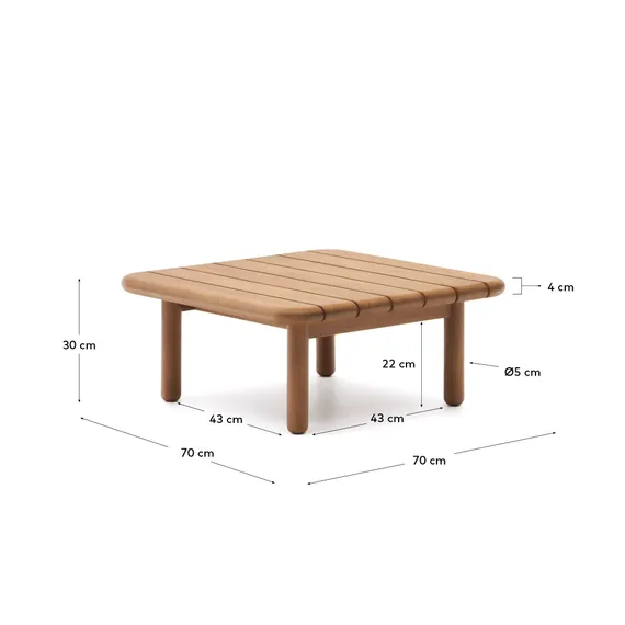 Журнальный столик Turqueta из массива тика, 70x70 см