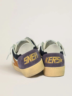 Men's Army green Ball Star shoes in waxed suede with star and heel in ice grey suede