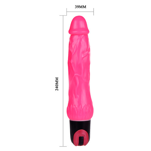 Ярко-розовый вибратор-реалистик 24см Baile BW-048003