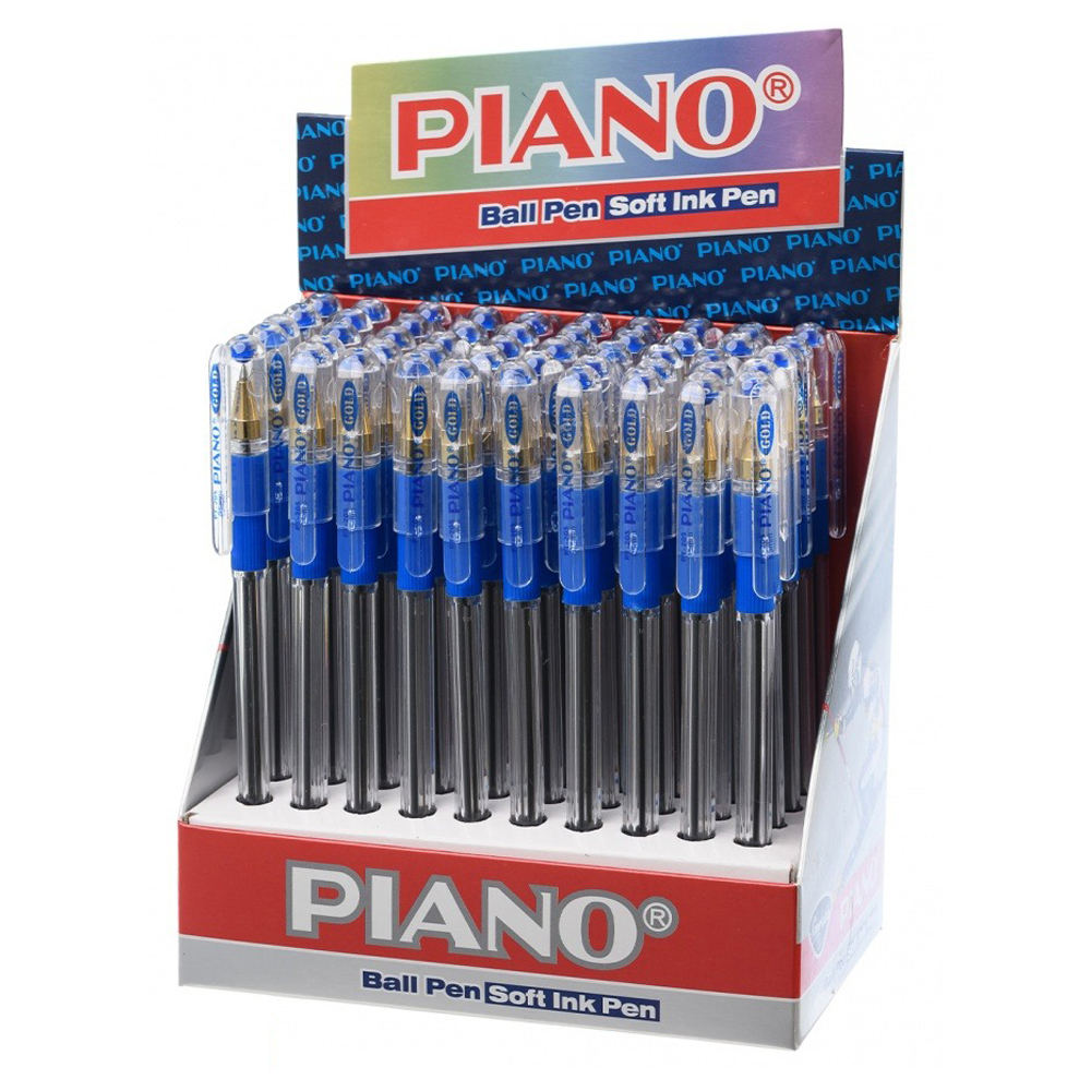 Ручка шариковая, масляная, Piano, синие чернила, серия "Gold", прозрачный корпус, 50 шт