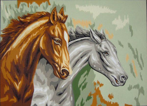 Рисунок для вышивания Soulos (канва жесткая), Два коня, 60х80 см