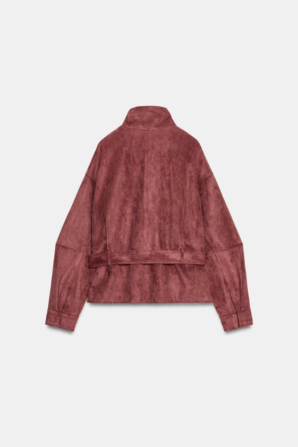 ZARA КУРТКА ИЗ ИСКУССТВЕННОЙ ЗАМШИ С РЕМНЕМ, МАРСАЛА