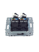 BRITE Розетка компьютерная двойная RJ45 кат.5E РК10-2-БрЧ черный IEK