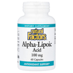 Natural Factors, альфа-липоевая кислота, 100 мг, 60 капсул