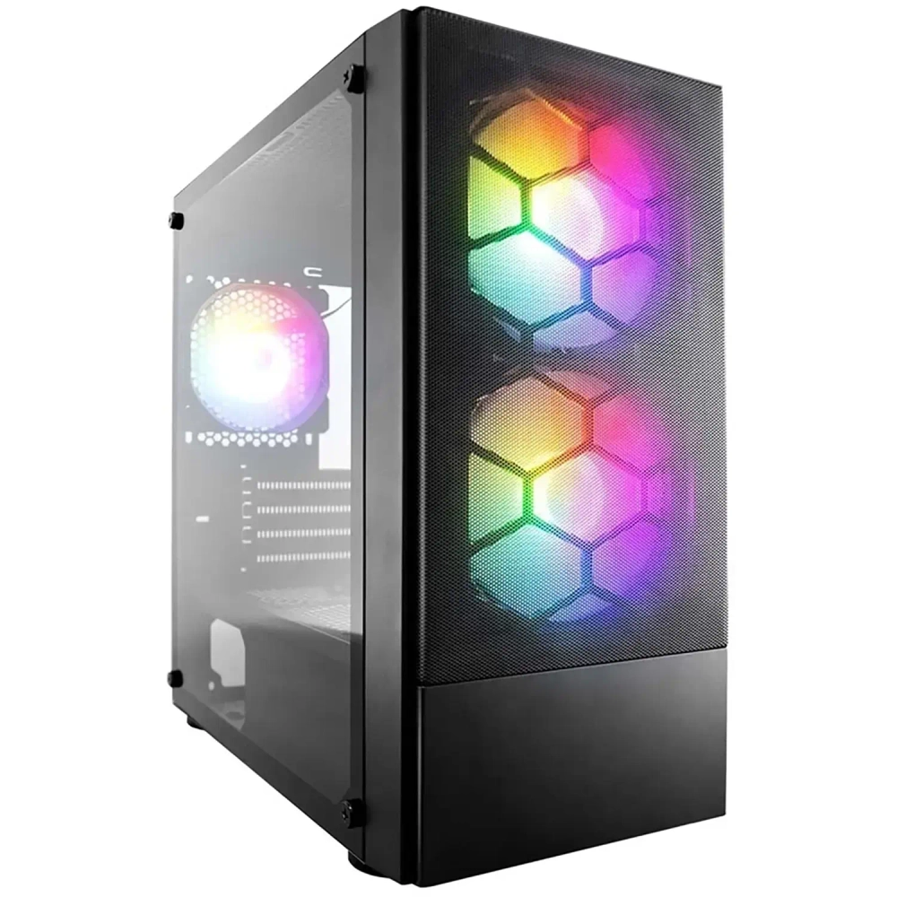 Корпус для компьютера 1STPLAYER Корпус FIREBASE X4-M Black / mATX, TG / 1x120mm & 2x140mm LED fans inc. / X4-M-BK-2F1P-1F1