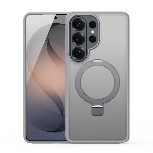 Чехол серого цвета с MagSafe для Samsung Galaxy S26 Ultra, серия Yind Series Case от Dux Ducis (версия с магнитной откидной подставкой)