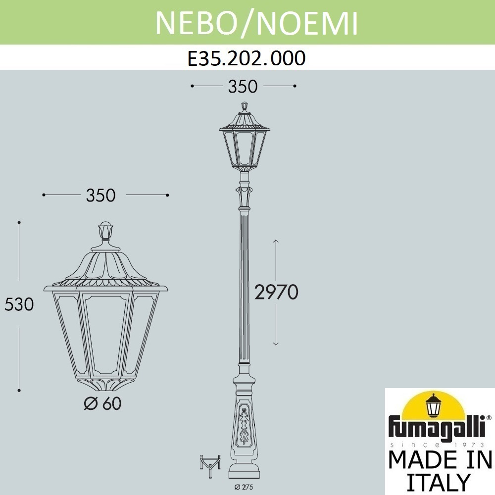 Парковый фонарь Fumagalli NOEMI E35.202.000.WYH27