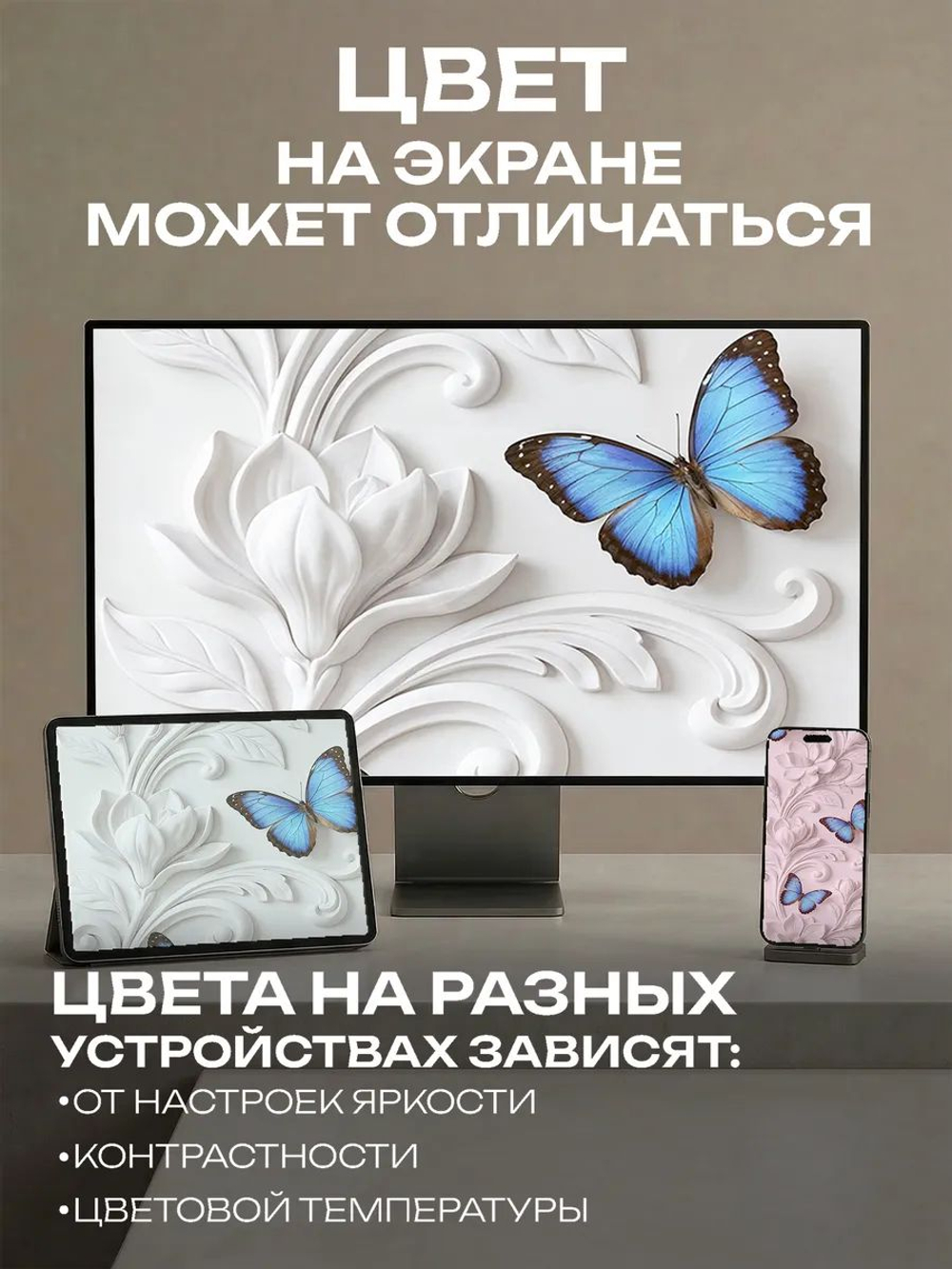 Фотообои 3d на кухню, для зала бабочки в цветах