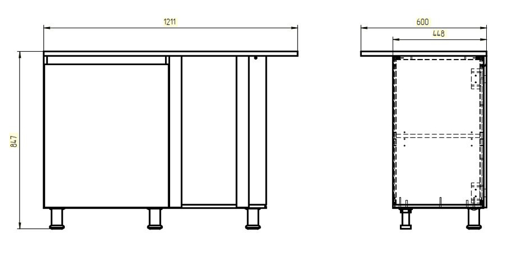 Модуль кухонный угловой Валенсия, 106х45х83, с дубом, белый, Marmur