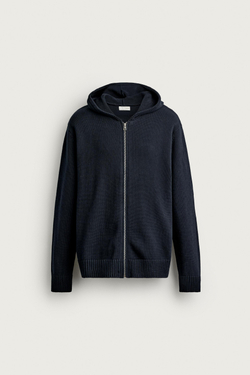 ZARA ХУДИ ИЗ 100% ХЛОПКОВОГО ТРИКОТАЖА, МОРСКОЙ СИНИЙ