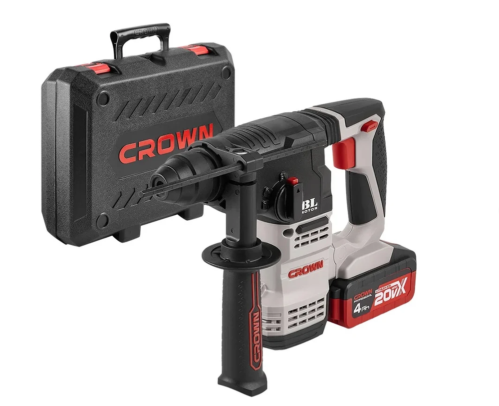 Перфоратор аккумуляторный 20V Crown Profi б/щ 2,3Дж 2хАКБ 4Ач и ЗУ кейс