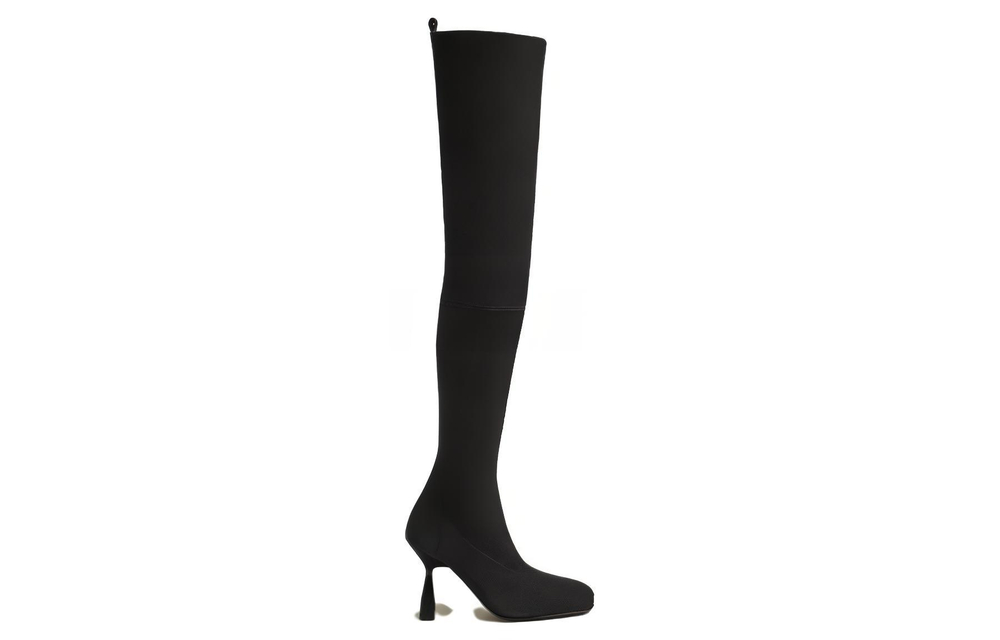HERMES Hurricane Suede Over the knee Boots 9.5cm Women"s Black