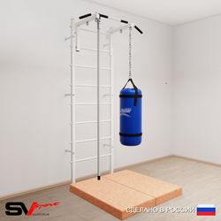 Шведская стенка Sv Sport усиленная 6096 (Турник стандарт/Канат/Цепь/Мешок 22кг/Мат 1м)