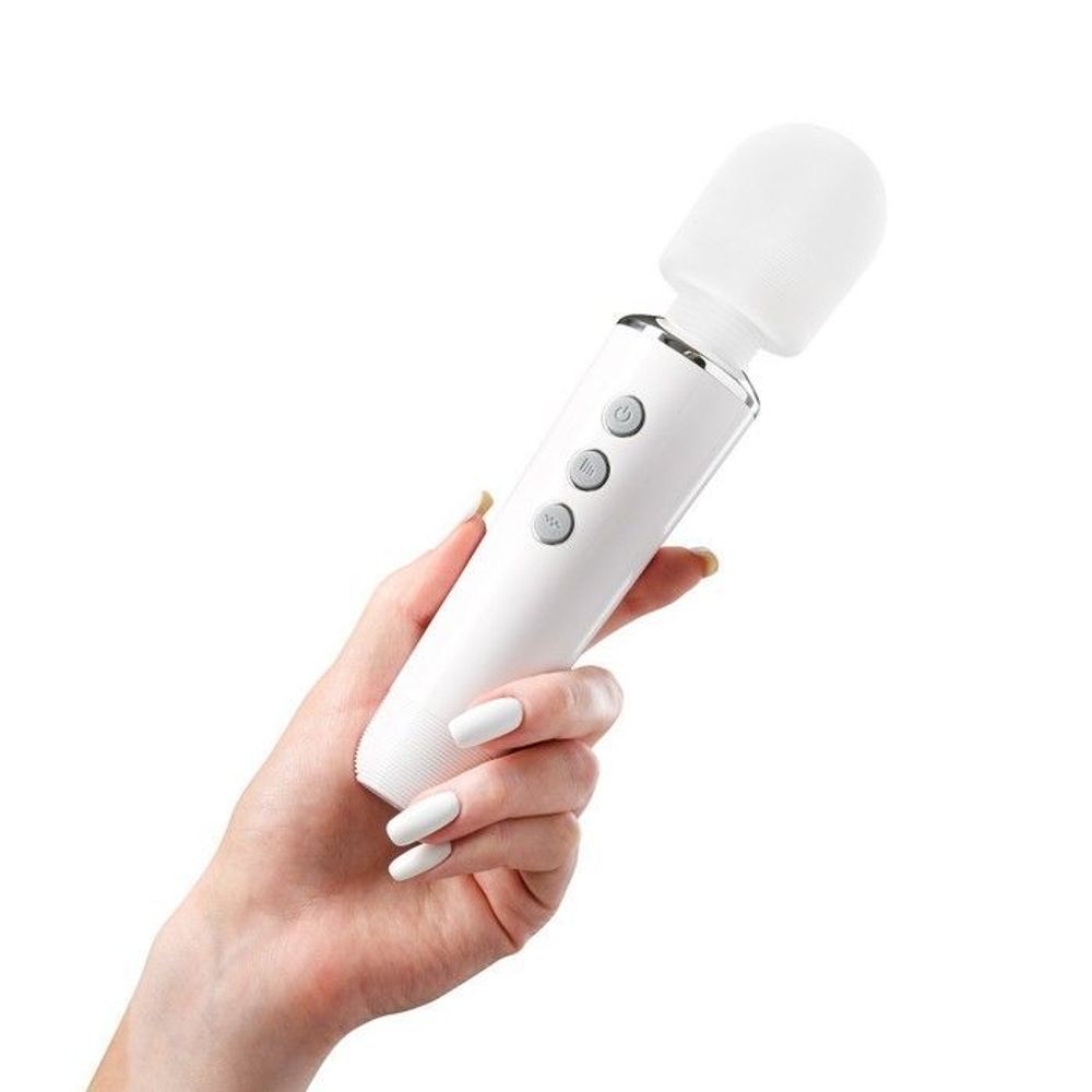Белый жезловый вибромассажёр Wand Massager - 19 см. (Цвет: белый)