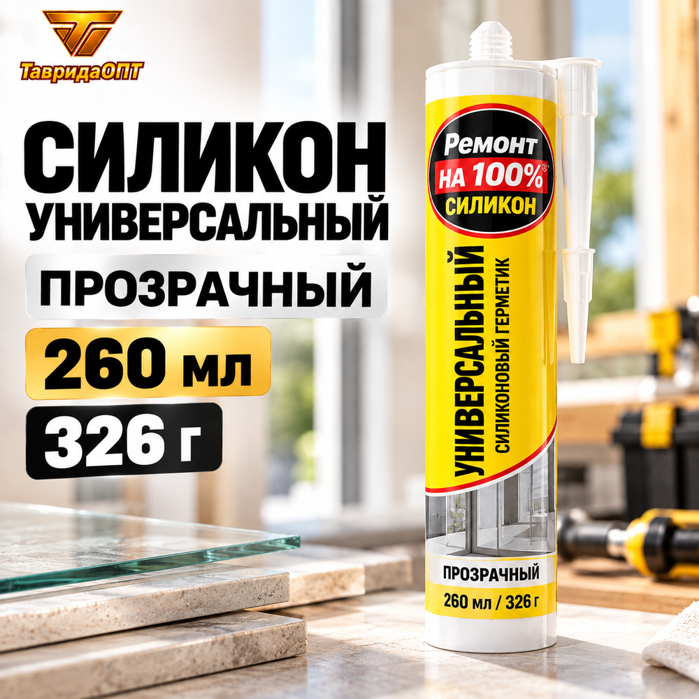 Силикон универсальный Ремонт 100% ПРОЗРАЧНЫЙ 260мл/326г