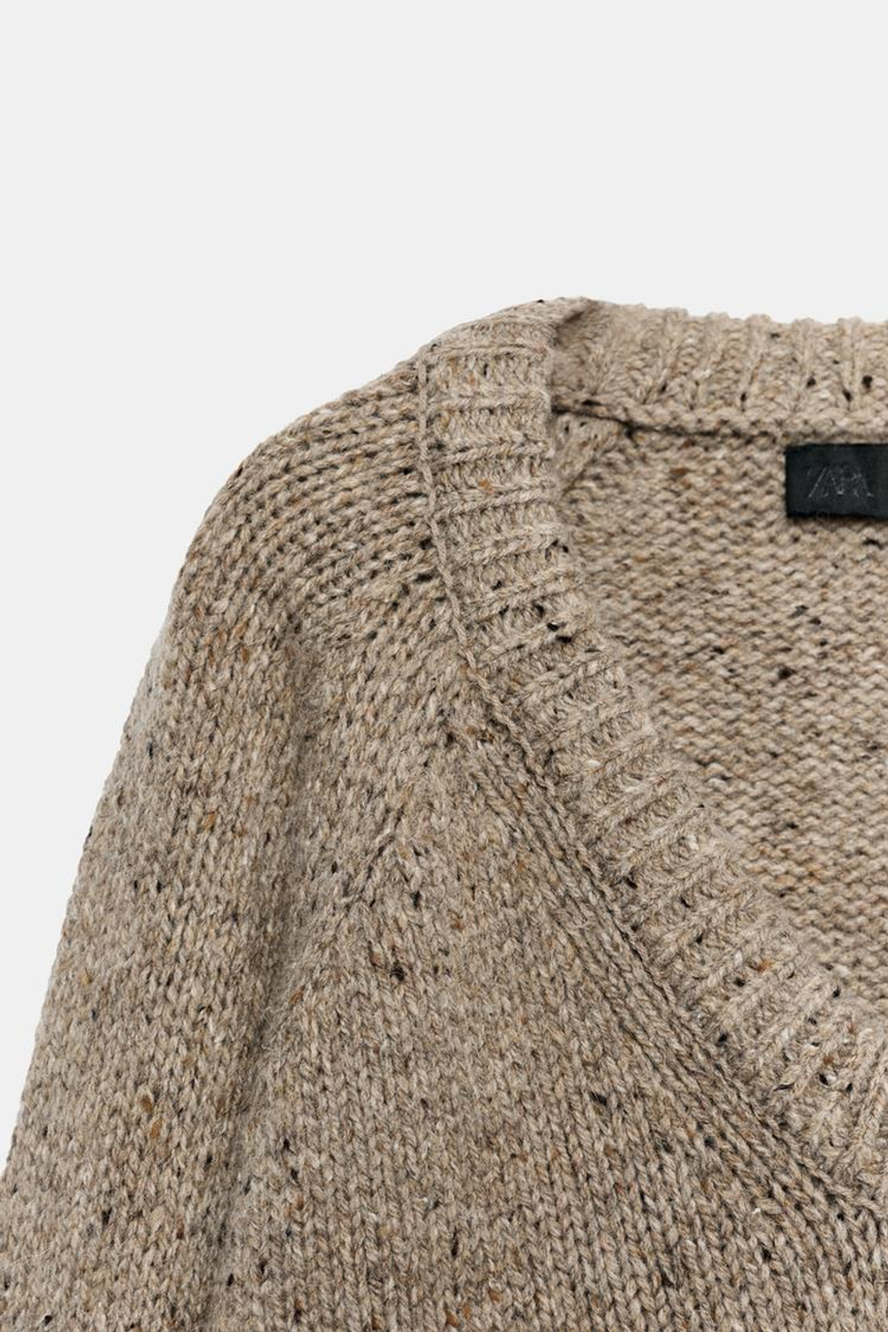 ZARA ШЕРСТЯНОЙ СВИТЕР С КРУГЛЫМ ВЫРЕЗОМ, СЕРЫЙ МЕЛАНЖ