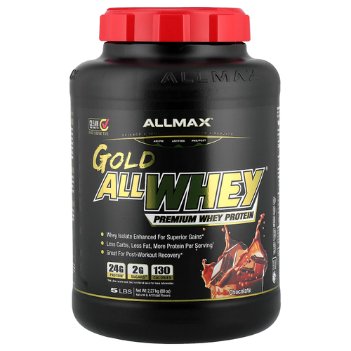 ALLMAX, GOLD ALLWHEY®, сывороточный протеин премиального качества, шоколад, 2,27 кг (5 фунтов)
