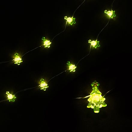 Светодиодная гирлянда "Ёлочки" 2х3 см, 10 Led, IP14, 2,1 м. Зеленый/Теплый белый, 1 шт.