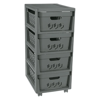 Комод на колесах deluxe, 4 ящика, 300х690 мм (серый)