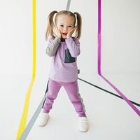 Лонгслив со спущенным плечом Колор блок "Лаванда"