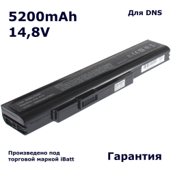 Аккумулятор iBatt 5200mAh для ноутбука DNS A32-A15, A41-A15, A42-A15 (14.8V)