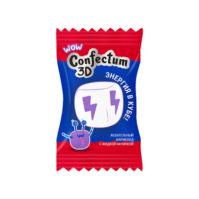 Жевательные мармеладные конфеты Confectum Funny 3D Energy в форме куба со вкусом тропических фруктов, 500 г х 12 шт