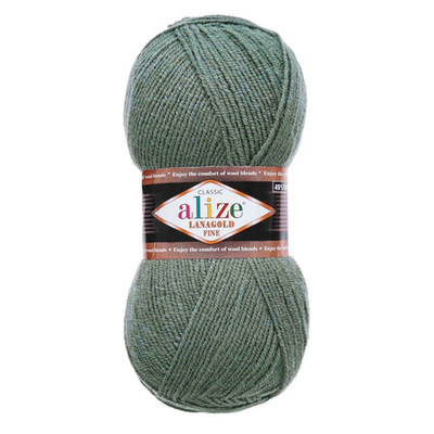 Пряжа Alize (Ализе) Lana Gold Fine / уп.5 мот. по 100 г, 390м, 180 серебряная сосна A
