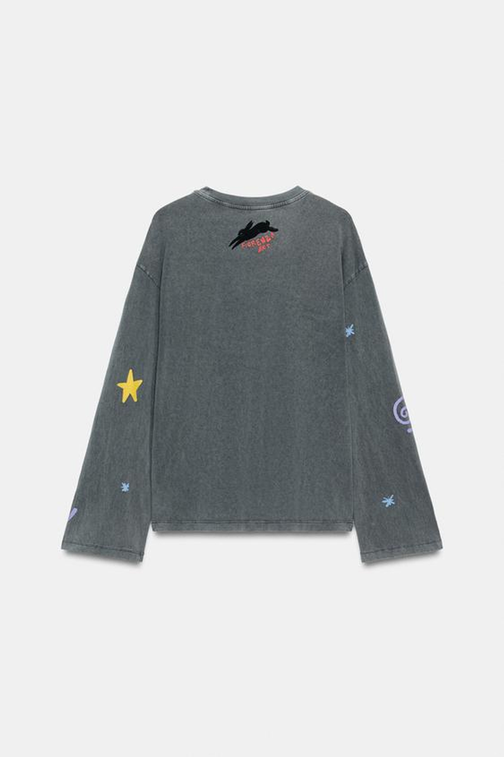 ZARA ФУТБОЛКА С ЭФФЕКТОМ ПОТЕРТОСТИ FIORENZA, УГОЛЬНЫЙ