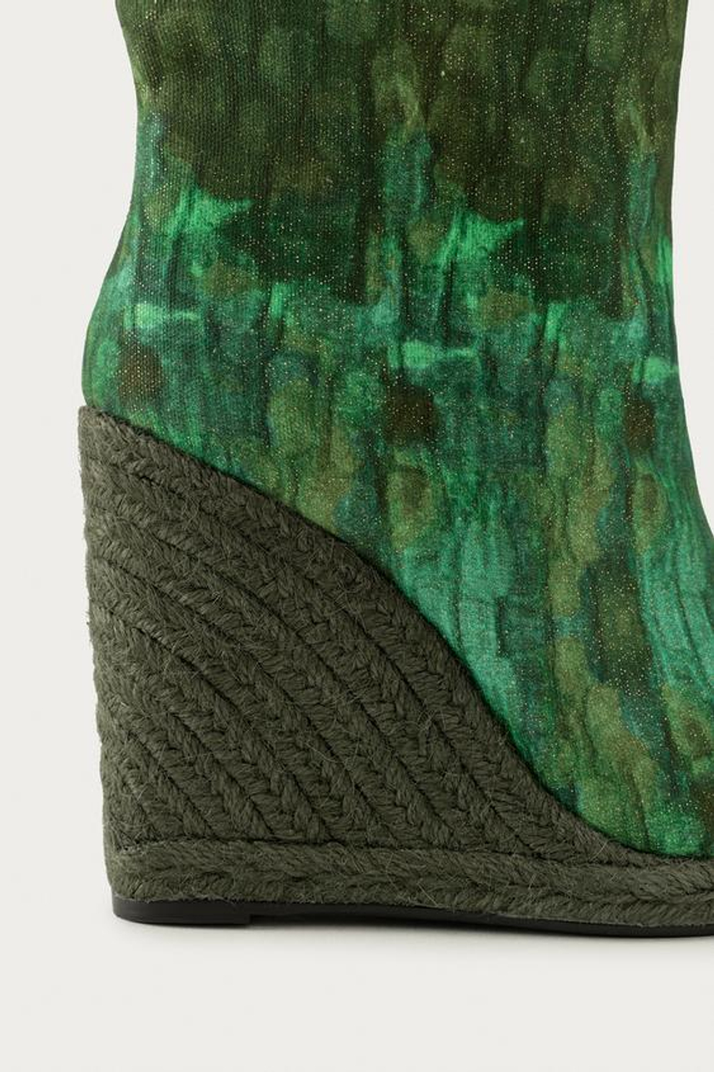 ZARA X MARISA BERENSON САПОГИ НА ТАНКЕТКЕ С ПРИНТОМ, ЗЕЛЕНЫЙ