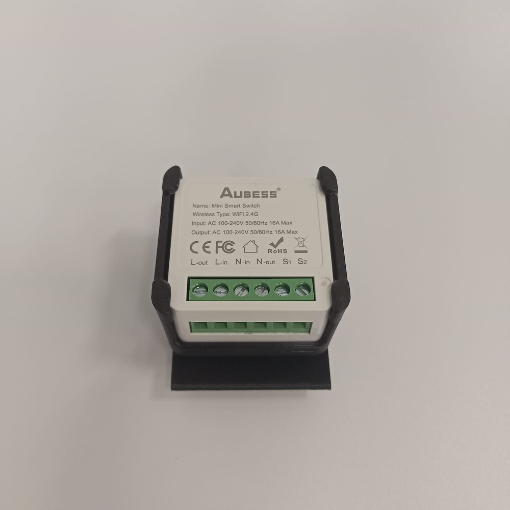 Набор 2 шт. Крепление для умного Wi-Fi реле Aubess, черное, 3D печать