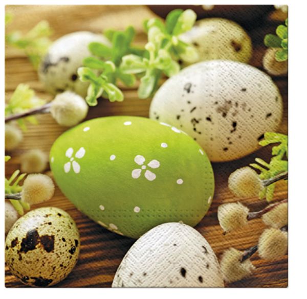 Салфетки 3-слойные для декупажа Sagen Vintage Design Lunch PAW Decor Collection Яйца среди сережек