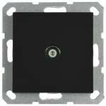Розетка TV Φ9.5mm проходная с накладкой, цвет черный матовый (soft touch)