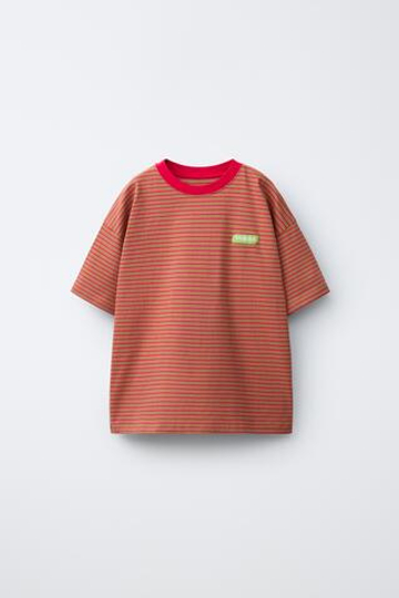 ZARA X PUKAS ФУТБОЛКА PUKAS SURF В ПОЛОСКУ, КОРИЧНЕВЫЙ