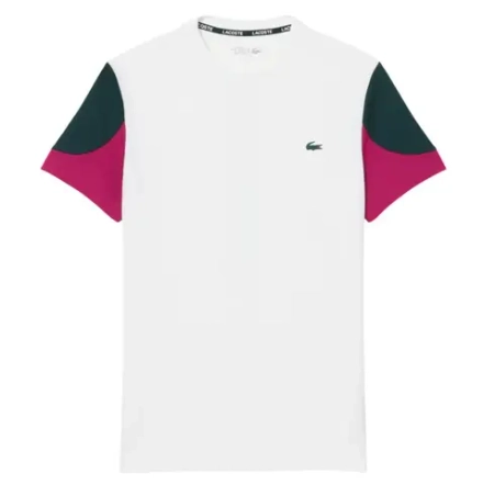 Теннисная футболка Lacoste Sport Printed Colour-Block - white/green/fuchsia pink