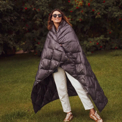 Дорожный плед-пончо пуховый 130х170 German Grass Travel Cape Plaid Indigo темно-синий