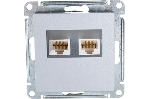 Розетка RJ45 Systeme Electric ATLASDESIGN двойная алюминий 38188