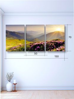 Картина Деревенская речка модульная 50x70см 3шт.
