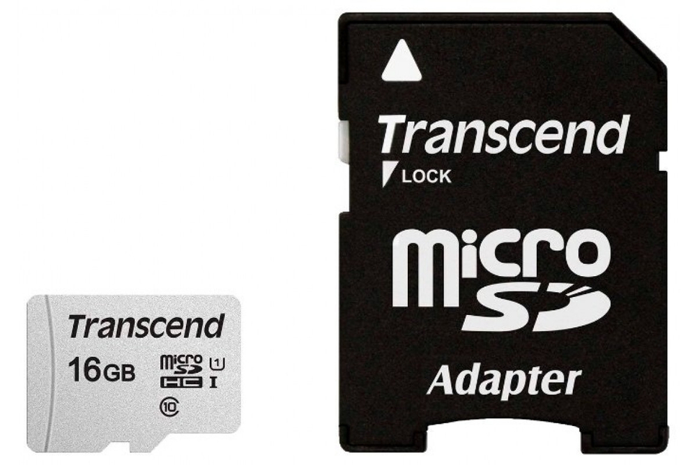 Карта памяти Transcend microSDHC 300S Class 10 UHS-I U1 (95/10 Mb/s) 16GB + ADP