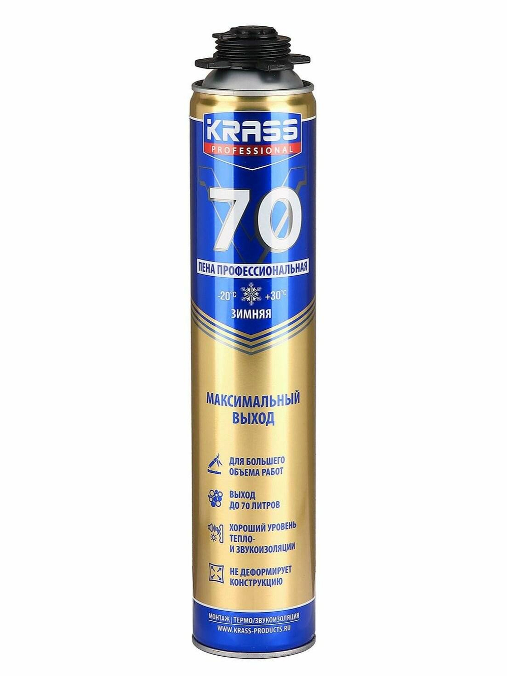 Пена монтаж KRASS  Professional V70 ПРО 890мл, Зима, 9591609 *12