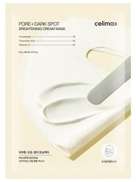 Celimax Осветляющая кремовая маска с ниацинамидом и керамидами Pore+Dark Spot Brightening Cream Mask 20 гр
