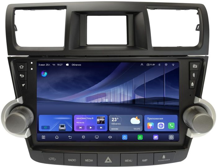 Магнитола для Toyota Highlander 2 2007-2013 XU40 (высокая комплектация) - Kuberg QLed+2K, Android 14, TS105, Быстрейшая, CarPlay, SIM-слот
