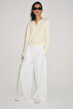 ZARA ФУТБОЛКА ИЗ 100% ХЛОПКА НА ПУГОВИЦАХ, ЖЕЛТЫЙ