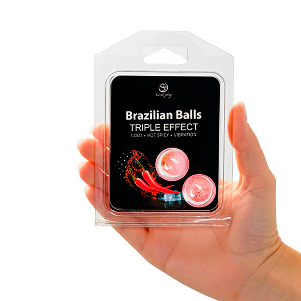 Набор из 2 шариков с массажным маслом и тройным эффектом Secret Play Brazilian Balls