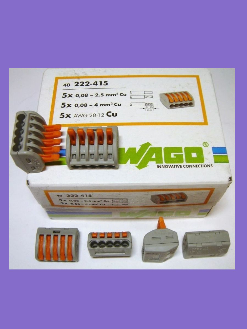 Клемма WAGO универсальная, 40 шт, 222-415