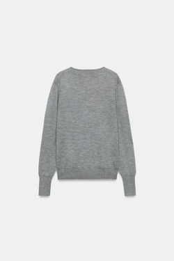 ZARA СВИТЕР ИЗ 100% УЛЬТРАТОНКОГО КАШЕМИРА, МЯГКИЙ СЕРЫЙ