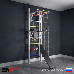 Шведская стенка Sv Sport враспор (Турник рукоход/Брусья/Скамья/Канат/Кольца/Лестница)